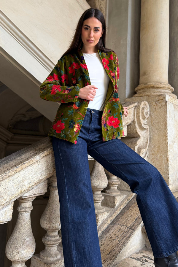 ARTEFILIA-MILANO - giacca uma velluto stampato - RAVELLO VERDE