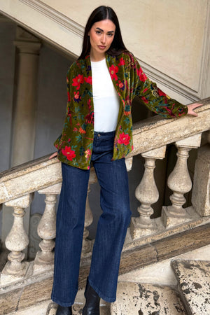 ARTEFILIA-MILANO - giacca uma velluto stampato - RAVELLO VERDE