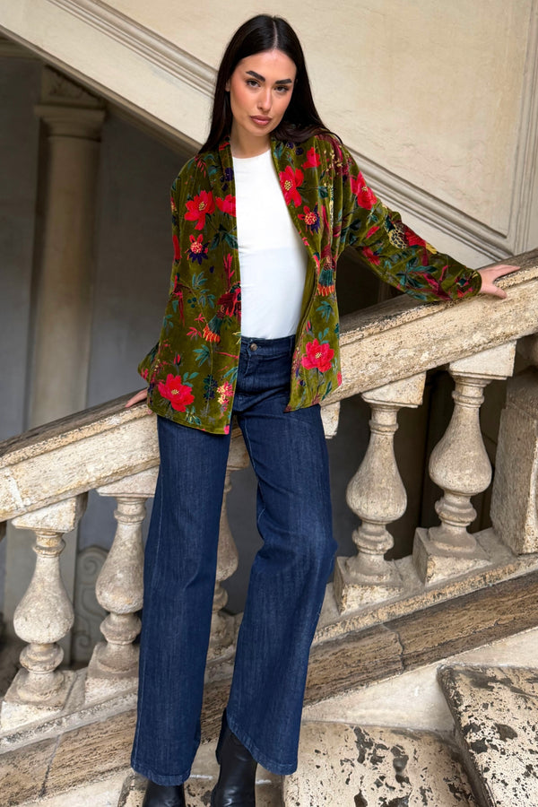 ARTEFILIA-MILANO - giacca uma velluto stampato - RAVELLO VERDE