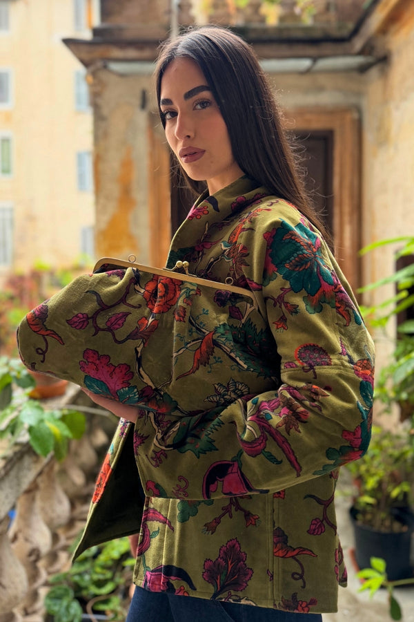 ARTEFILIA-MILANO - borsa velluto stella - GARDA OLIVA