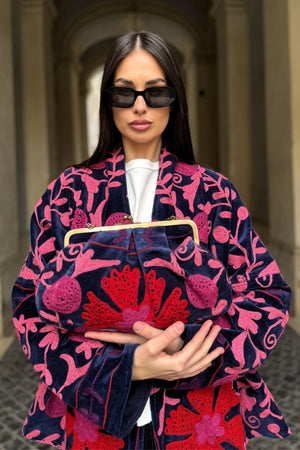 ARTEFILIA-MILANO - borsa ricamata stella - ADIRA BLUE