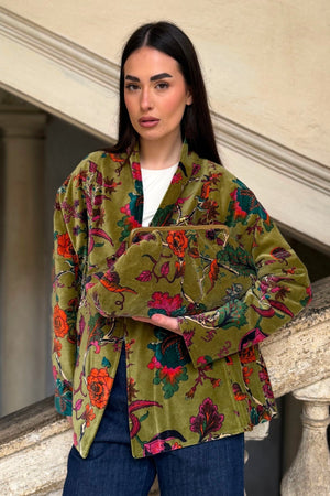 ARTEFILIA-MILANO - borsa velluto stella - GARDA OLIVA