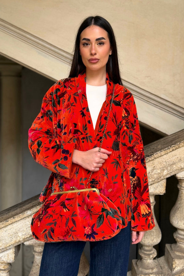 ARTEFILIA-MILANO - borsa velluto stella - RAVELLO ARANCIO