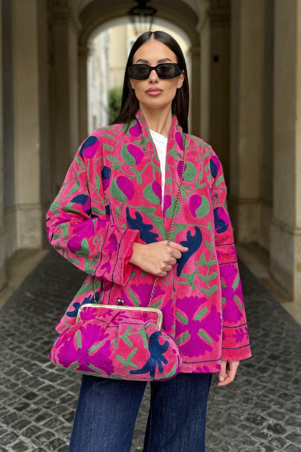 ARTEFILIA-MILANO - borsa ricamata stella - ZAMIRA FUXIA