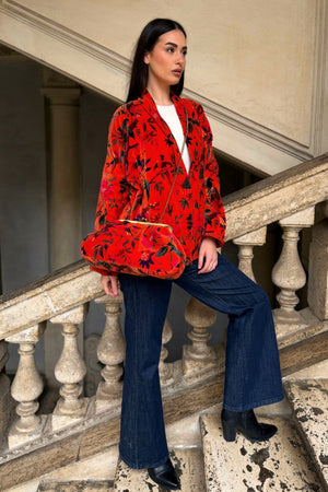 ARTEFILIA-MILANO - borsa velluto stella - RAVELLO ARANCIO