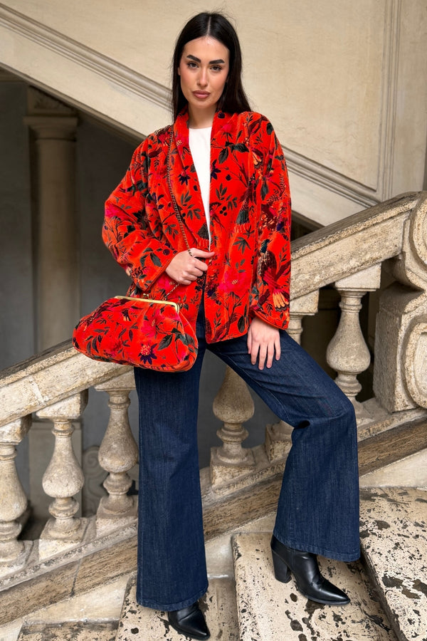 ARTEFILIA-MILANO - borsa velluto stella - RAVELLO ARANCIO