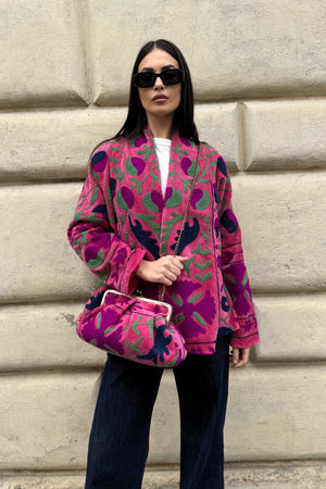 ARTEFILIA-MILANO - borsa ricamata stella - ZAMIRA FUXIA