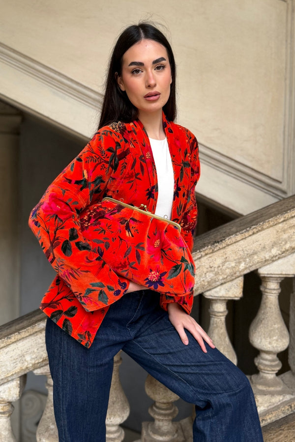 ARTEFILIA-MILANO - borsa velluto stella - RAVELLO ARANCIO