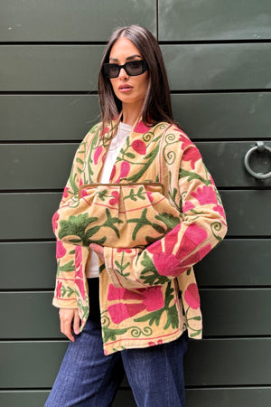 ARTEFILIA-MILANO - borsa ricamata stella - NAIMA BURRO