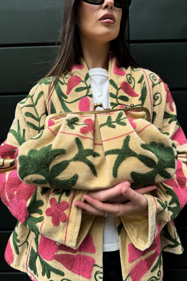 ARTEFILIA-MILANO - borsa ricamata stella - NAIMA BURRO