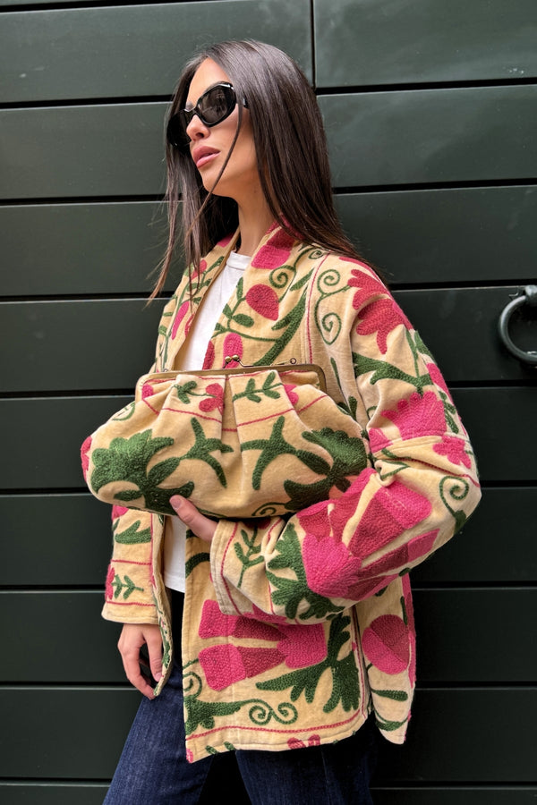 ARTEFILIA-MILANO - borsa ricamata stella - NAIMA BURRO