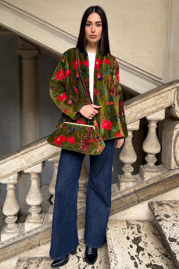 ARTEFILIA-MILANO - borsa velluto stella - RAVELLO VERDE