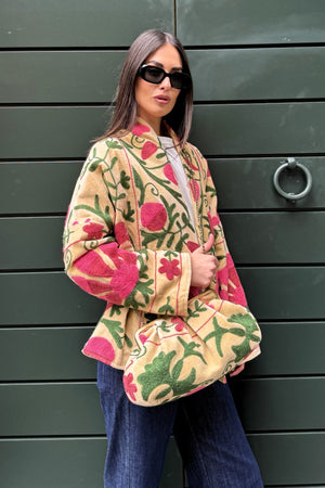 ARTEFILIA-MILANO - borsa ricamata stella - NAIMA BURRO