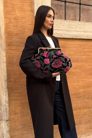 ARTEFILIA-MILANO - borsa katia velluto clutch grande - RIALTO NERO