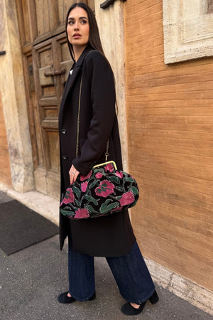 ARTEFILIA-MILANO - borsa katia velluto clutch grande - RIALTO NERO