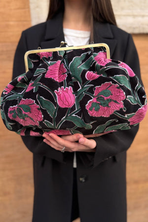 ARTEFILIA-MILANO - borsa katia velluto clutch grande - RIALTO NERO