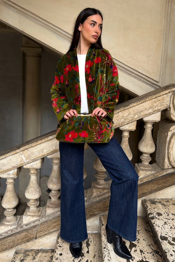 ARTEFILIA-MILANO - borsa velluto stella - RAVELLO VERDE