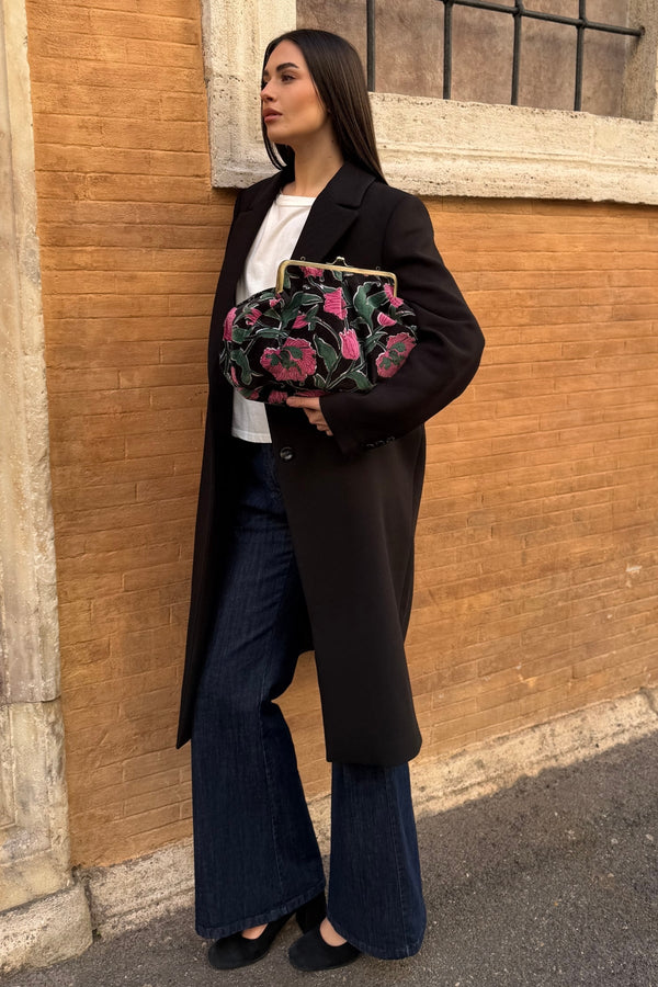 ARTEFILIA-MILANO - borsa katia velluto clutch grande - RIALTO NERO