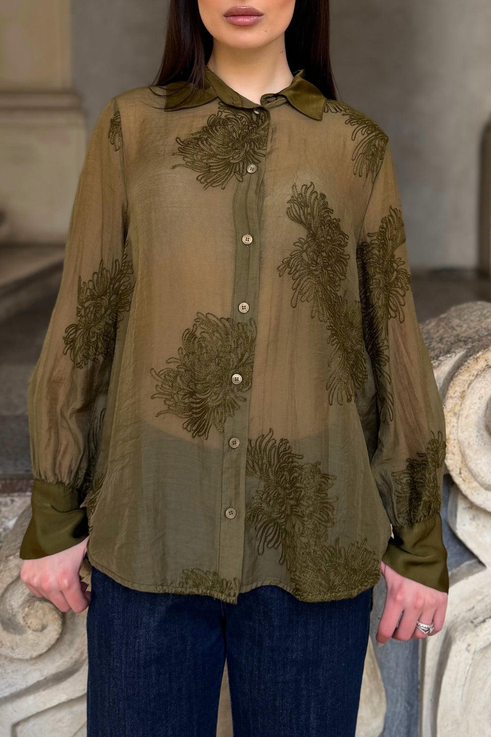 ARTEFILIA-MILANO - camicia solana ricamo - JUNIPER