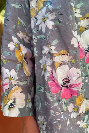 ARTEFILIA-MILANO - giacca  kimono alma lino stampato - MONCALIERI GRIGIO