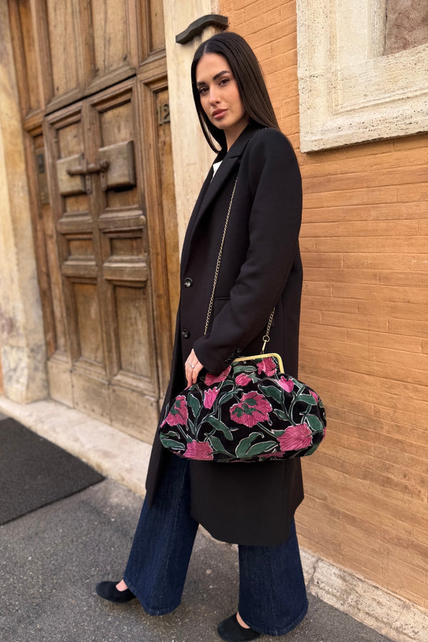 ARTEFILIA-MILANO - borsa katia velluto clutch grande - RIALTO NERO