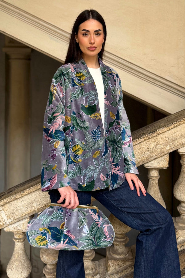 ARTEFILIA-MILANO - borsa velluto stella - BURANO GRIGIO