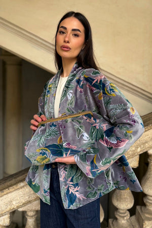 ARTEFILIA-MILANO - borsa velluto stella - BURANO GRIGIO