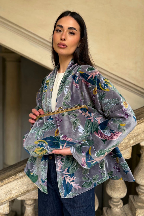 ARTEFILIA-MILANO - borsa velluto stella - BURANO GRIGIO