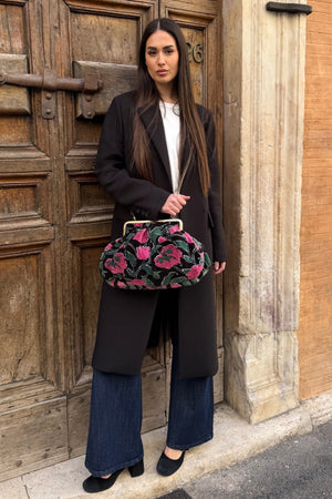 ARTEFILIA-MILANO - borsa katia velluto clutch grande - RIALTO NERO