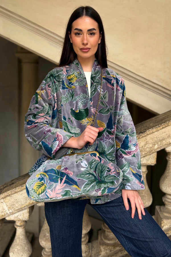 ARTEFILIA-MILANO - borsa velluto stella - BURANO GRIGIO