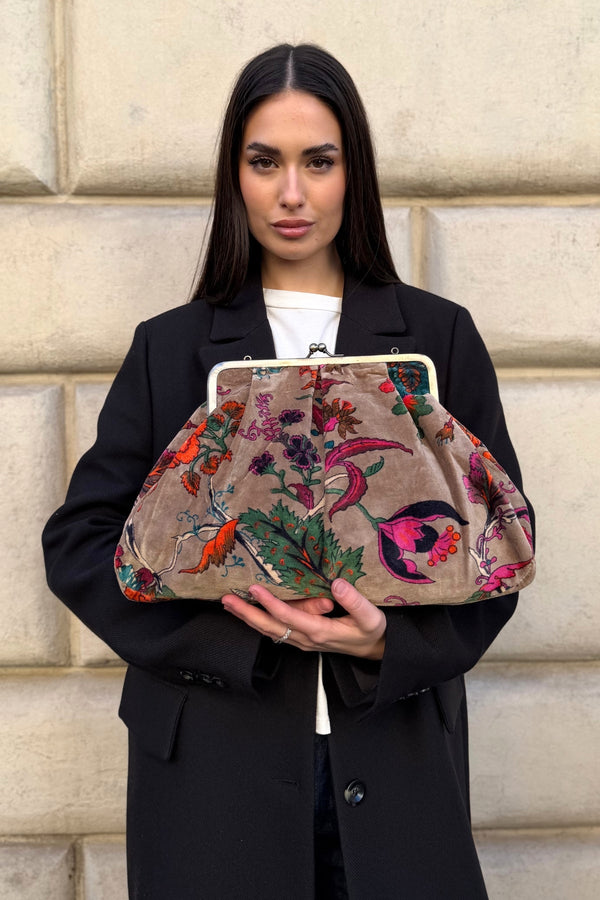 ARTEFILIA-MILANO - borsa katia velluto clutch grande - GARDA CRUDO