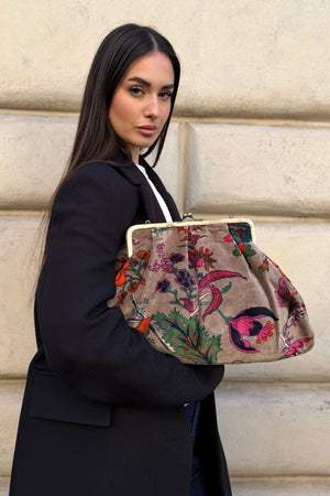 ARTEFILIA-MILANO - borsa katia velluto clutch grande - GARDA CRUDO