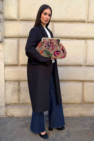 ARTEFILIA-MILANO - borsa katia velluto clutch grande - GARDA CRUDO