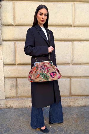 ARTEFILIA-MILANO - borsa katia velluto clutch grande - GARDA CRUDO