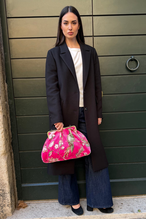 ARTEFILIA-MILANO - Borsa Katia velluto clutch grande - MURANO FUCSIA