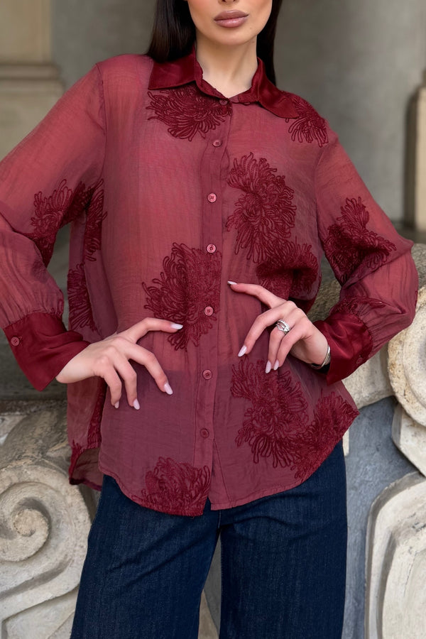 ARTEFILIA-MILANO - camicia solana ricamo - CABERNET