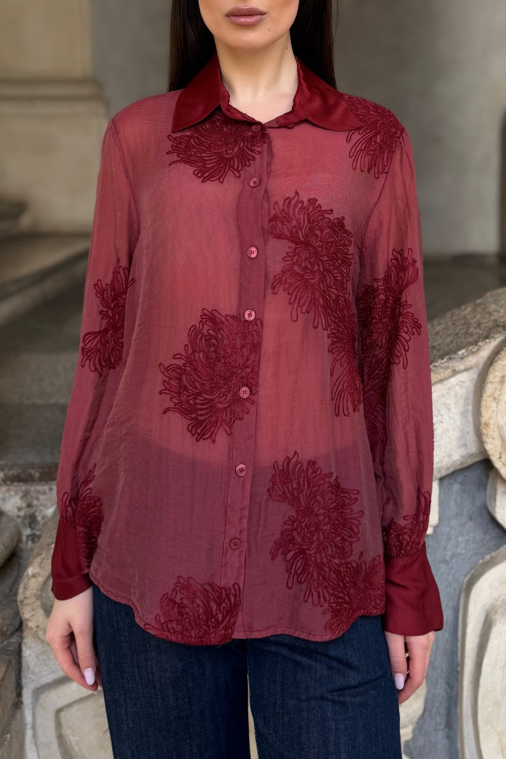 ARTEFILIA-MILANO - camicia solana ricamo - CABERNET