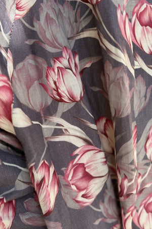 ARTEFILIA-MILANO - giacca kimono alma lino stampato - AVENTINO GRIGIO