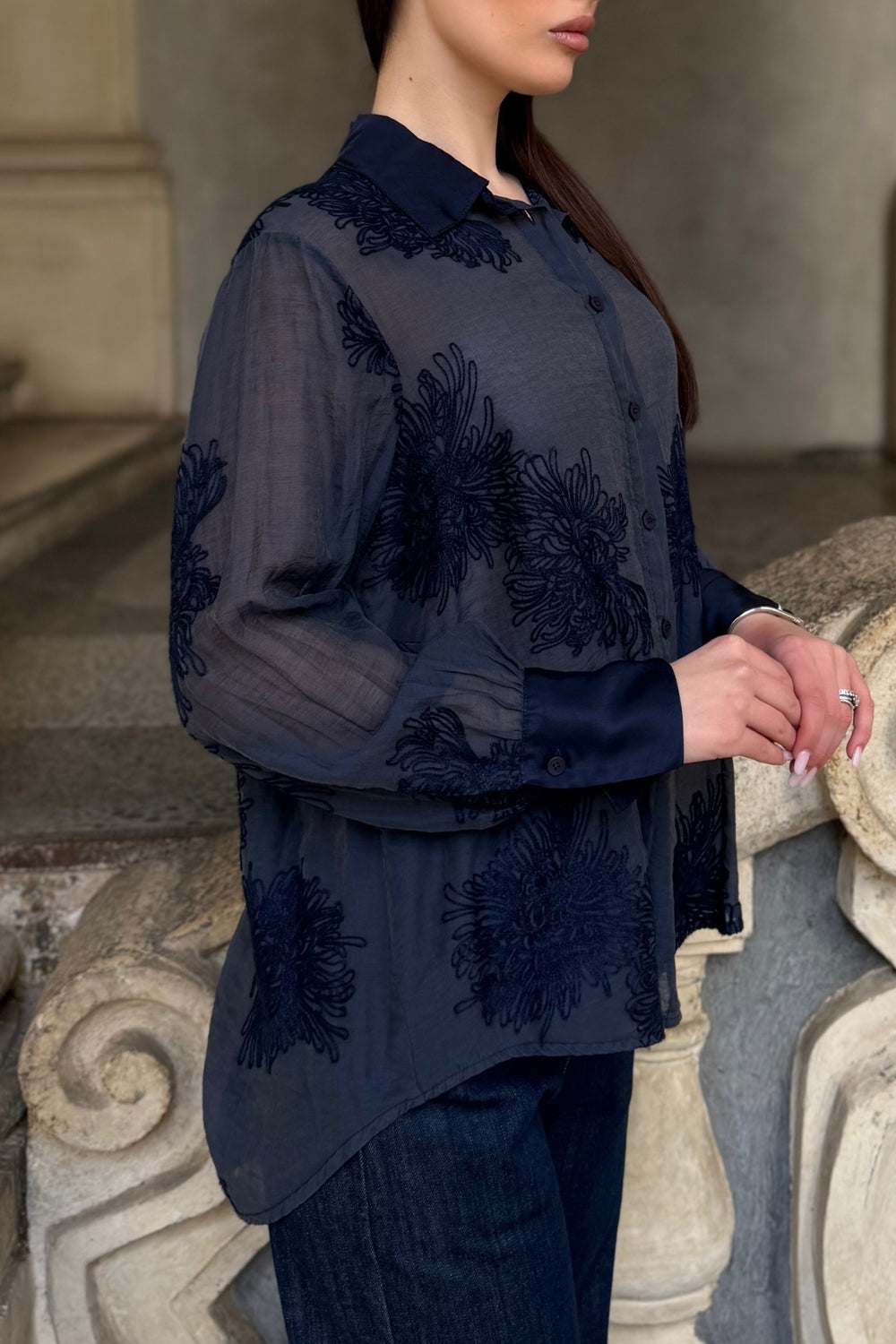 ARTEFILIA-MILANO - camicia solana ricamo - ECLISSI