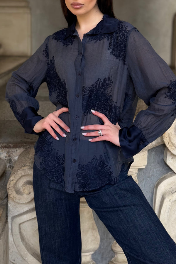 ARTEFILIA-MILANO - camicia solana ricamo - ECLISSI