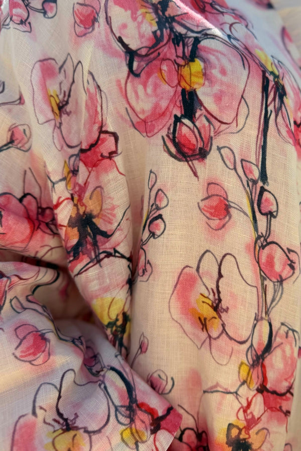 ARTEFILIA-MILANO - giacca kimono alma lino stampato - FIESOLE CIPRIA