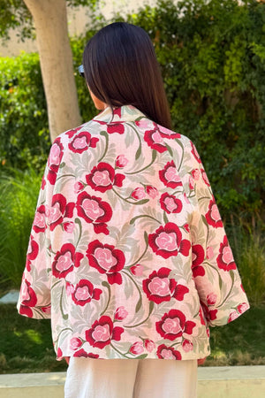 ARTEFILIA-MILANO - giacca kimono alma lino stampato - ESTE AVORIO