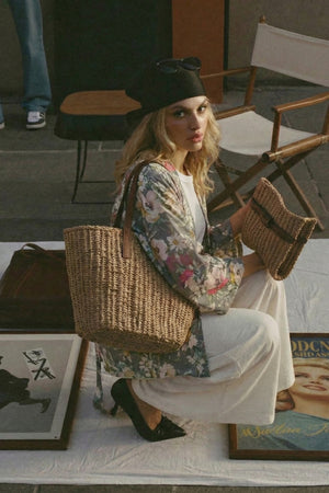 ARTEFILIA-MILANO - giacca  kimono alma lino stampato - MONCALIERI GRIGIO