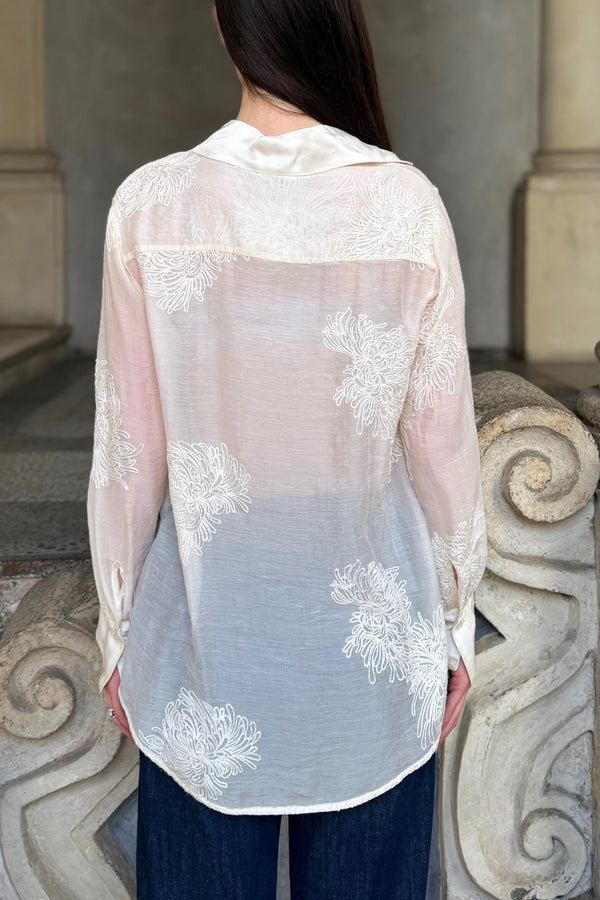 ARTEFILIA-MILANO - camicia solana ricamo - BURRO