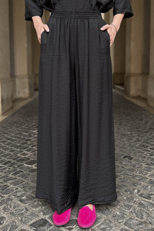 ARTEFILIA-MILANO - pantalone marea viscosa - NERO