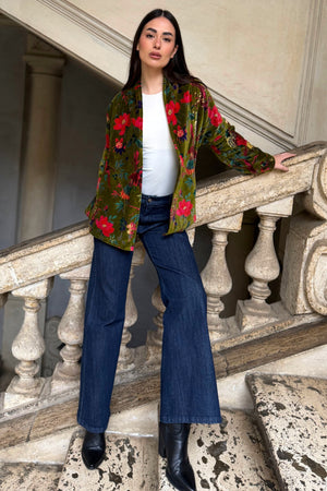 ARTEFILIA-MILANO - giacca uma velluto stampato - RAVELLO VERDE