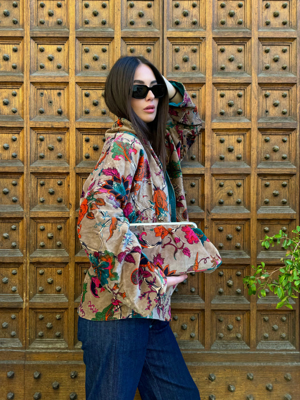 ARTEFILIA-MILANO - borsa velluto stella - GARDA CRUDO