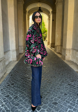 ARTEFILIA-MILANO - borsa velluto stella - RIALTO NERO