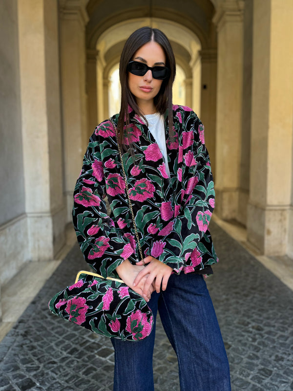 ARTEFILIA-MILANO - borsa velluto stella - RIALTO NERO