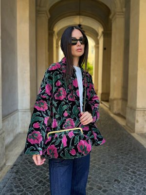 ARTEFILIA-MILANO - borsa velluto stella - RIALTO NERO